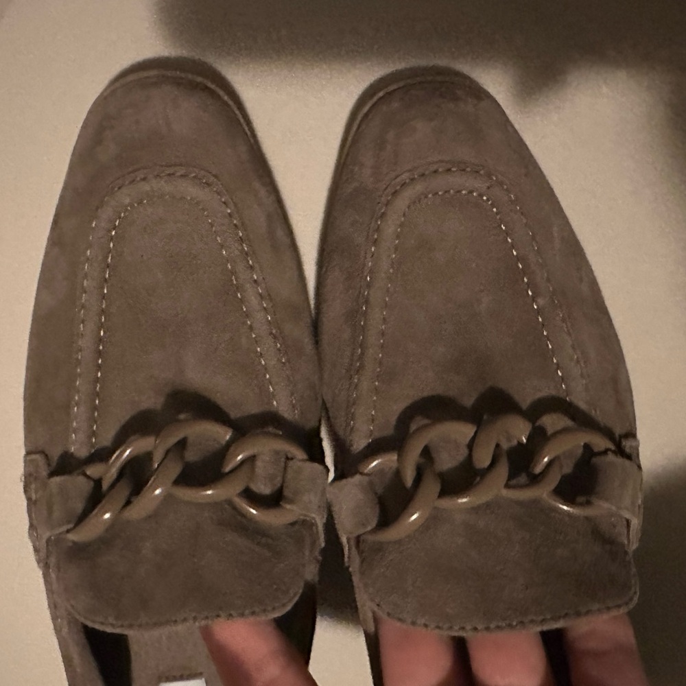 Steve Madden Brown Suede Loafers with Chain Detail